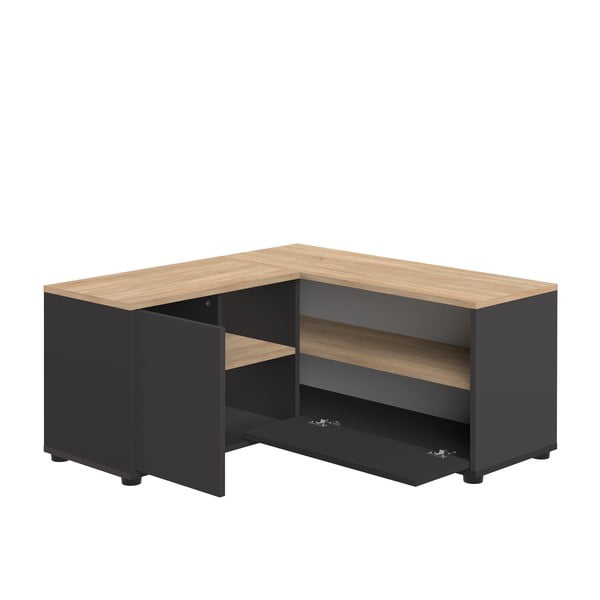 Črna/naravna TV omarica v hrastovem dekorju 90x45 cm Angle – TemaHome-image-3