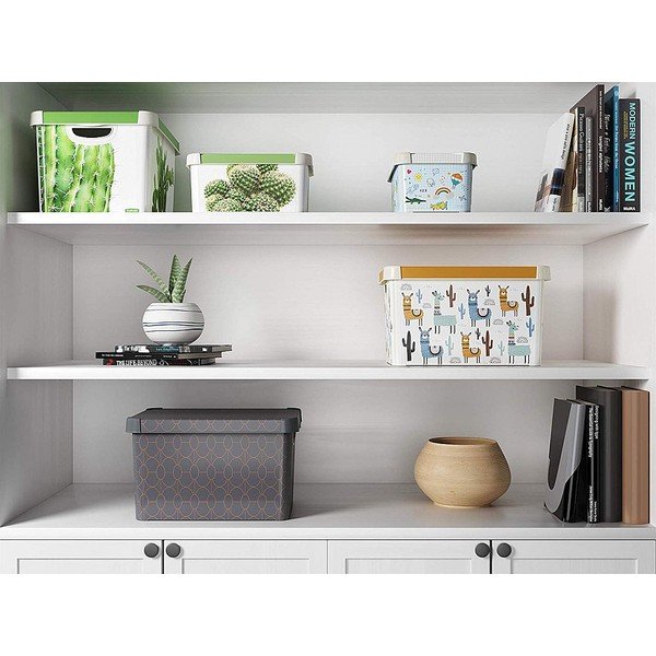 Temno siva škatla za shranjevanje s pokrovom Curver Art Deco, 22 l-image-1