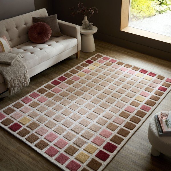 Rožnata ročno tkana volnena preproga 140x200 cm Renga Wool – Flair Rugs-image-1