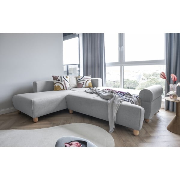 Svetlo siv raztegljiv kotni kavč (levi kot) Bouncy Olli - Miuform-image-1