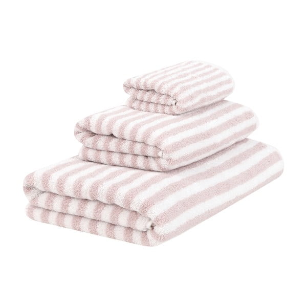 Komplet 3 belih in rožnatih bombažnih brisač mjukis. Viola