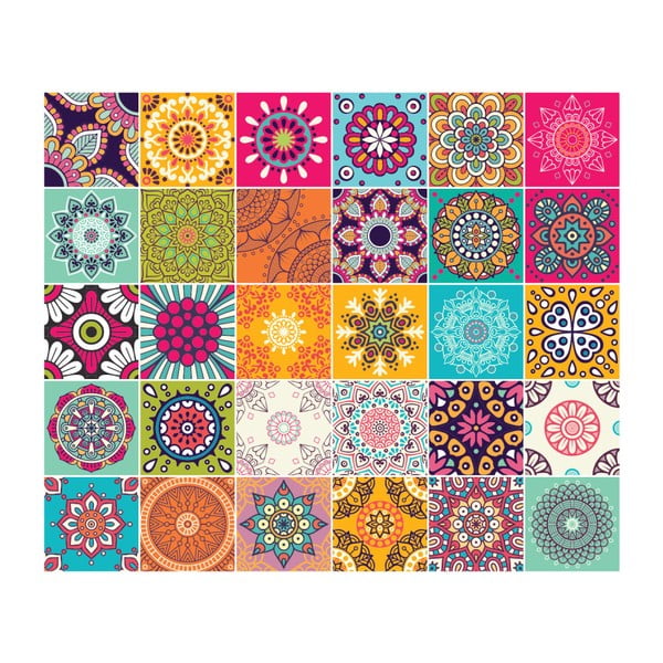 Komplet 30 stenskih nalepk Ambiance Wall Stickers Azulejos Mariska, 15 x 15 cm-image-2