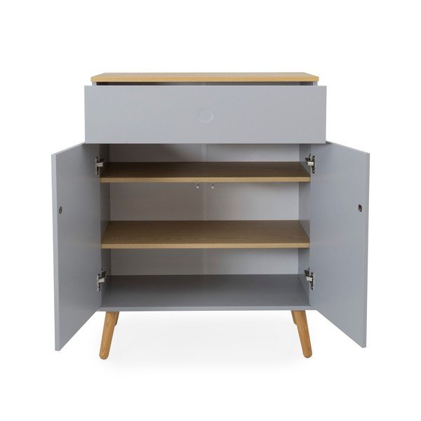 Siva komoda z nogami iz hrastovega lesa Tenzo Dot, širina 79 cm-image-2