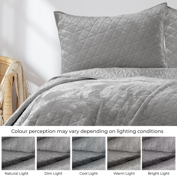 Svetlo sivo prešito pregrinjalo 170x210 cm Laila – AmeliaHome-image-4