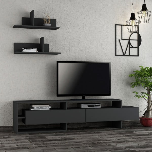 Antracitno siv televizijski komplet 180x42 cm Gara - Homitis-image-3