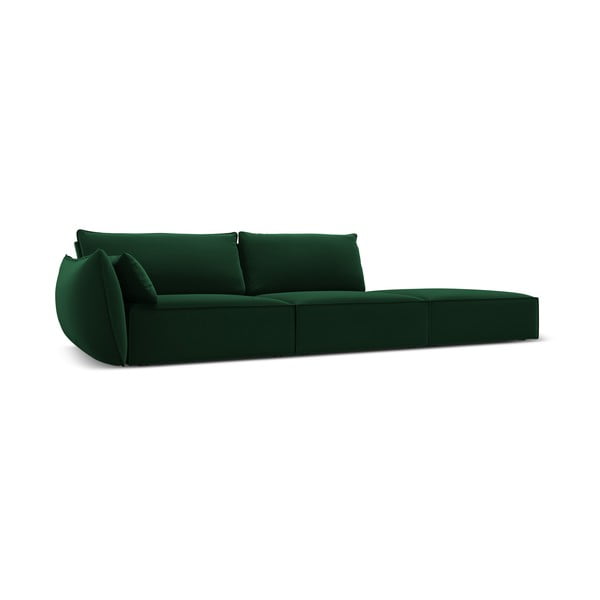 Temno zelena žametna sedežna garnitura levi kot 264 cm Vanda – Mazzini Sofas-image-2