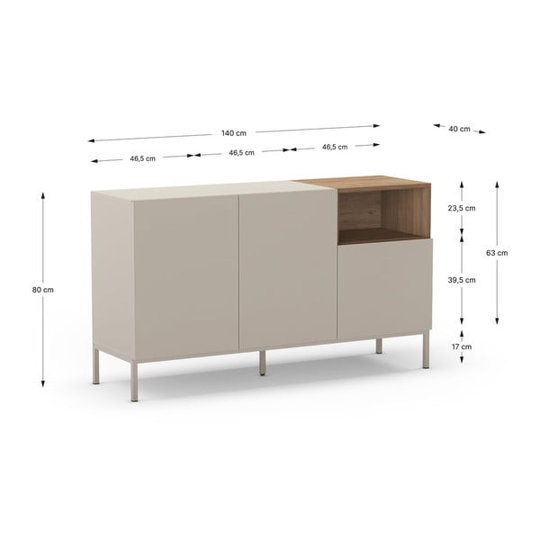 Komoda v naravni barvi 140x80 cm Cailin – Marckeric-image-3