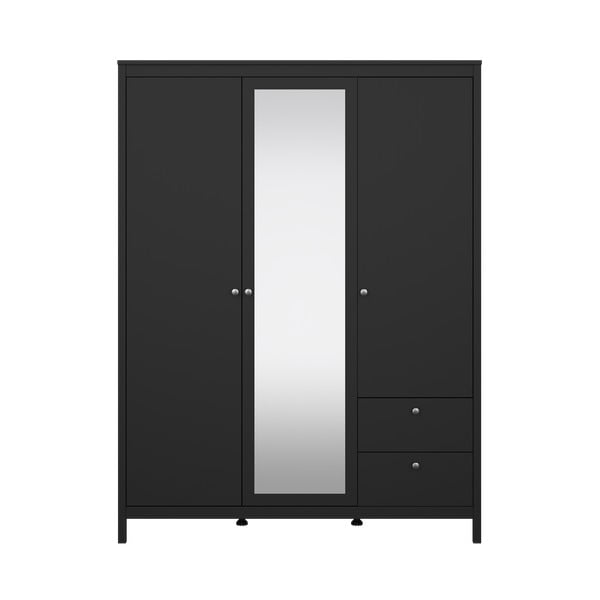 Črna garderobna omara z ogledalom 150x199x58 cm Madrid – Tvilum