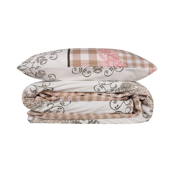 Bela/rožnata enojna posteljnina iz renforce bombaža 140x200 cm Nazenin – Mijolnir