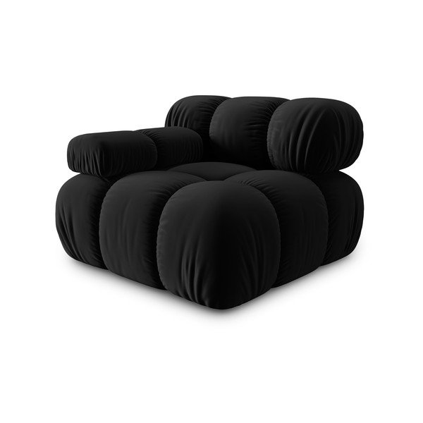 Črna žametna modularna sedežna garnitura (levi kot) Bellis – Micadoni Home-image-3