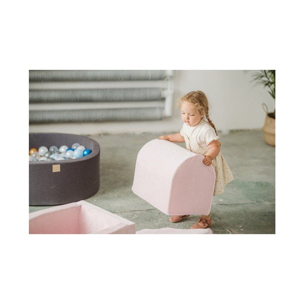 Svetlo sivo žametno otroško igrišče iz pene 3 ks višina 30 cm 45x143 cm Montessori – Meowbaby-image-4