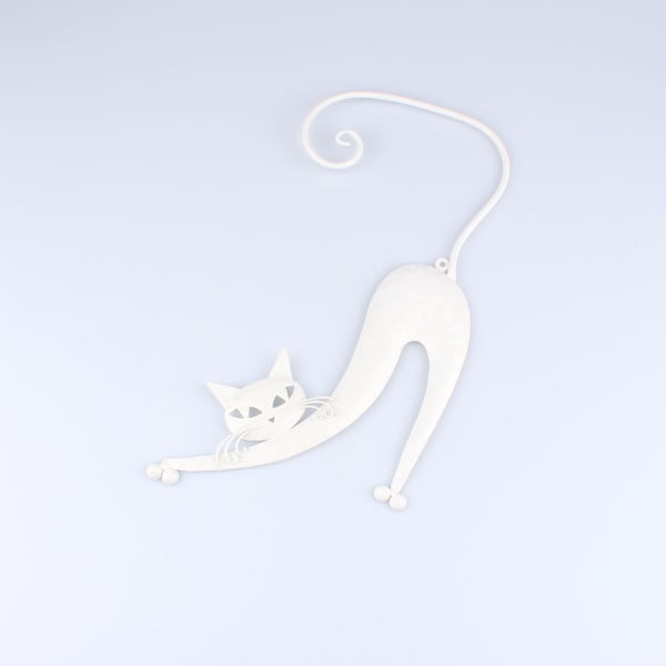 Bela kovinska stenska dekoracija Dakls Cat