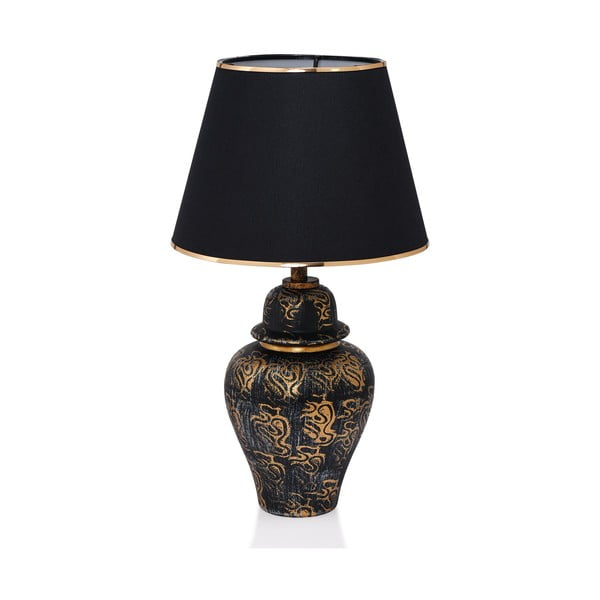 Črna namizna svetilka s tekstilnim senčilom (višina 54 cm) Derin – Opviq lights-image-2