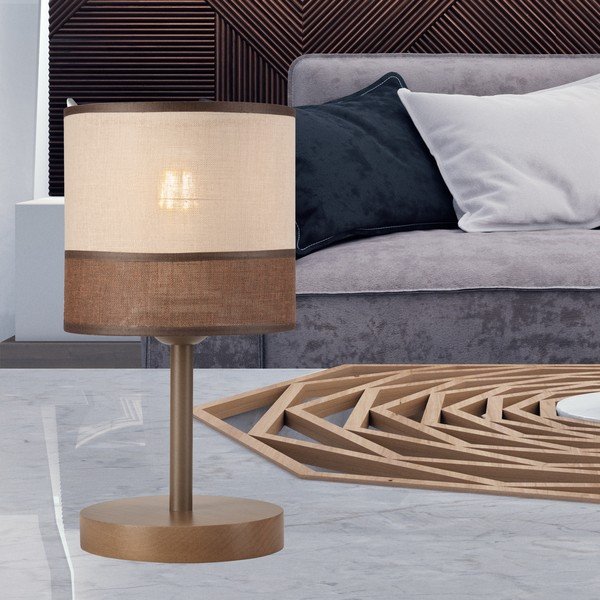 Temno rjava namizna svetilka s tekstilnim senčnikom (višina 30 cm) Andrea – LAMKUR-image-3