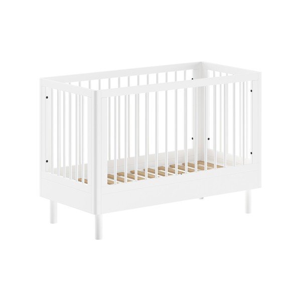 Bela otroška posteljica iz masivne bukve z nastavljivo višino 60x120 cm Forrest – Vipack-image-2