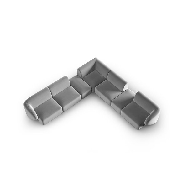 Siva žametna kotna sedežna garnitura Paolo – Milo Casa-image-1