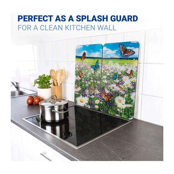 Zaščitne plošče za štedilnik iz kaljenega stekla 2 ks 52x30 cm Summer Meadow – Maximex-image-3