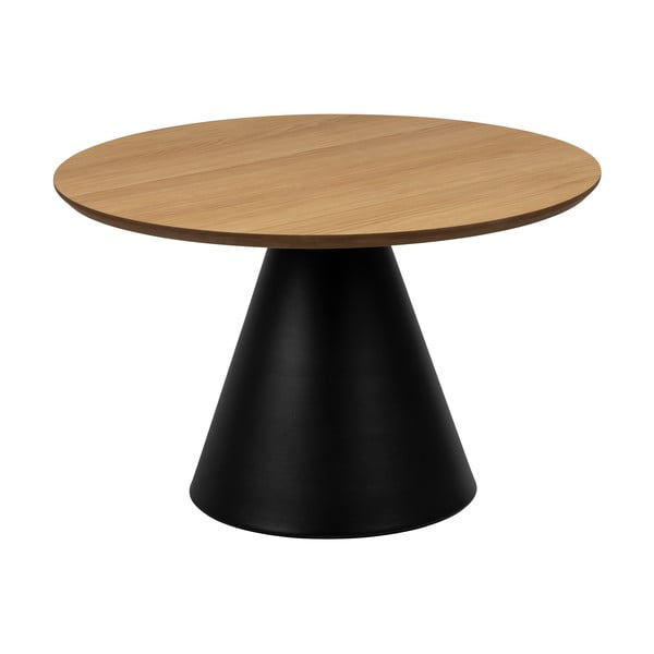 Črna okrogla mizica z mizno ploščo v hrastovem dekorju ø 65 cm Soli – Actona