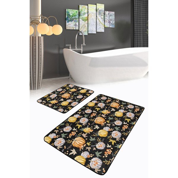 Črne/oranžne kopalniške preproge v kompletu 2 ks 60x100 cm – Mila Home-image-2