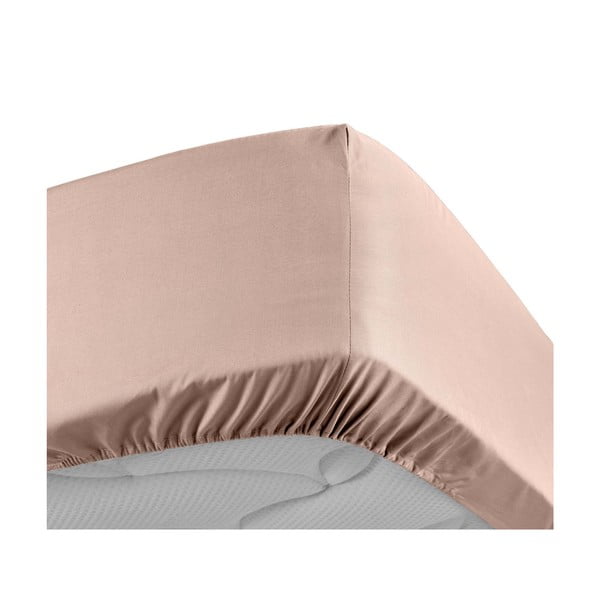 Rožnata napenjalna rjuha iz bombažnega perkala 160x200 cm Percaline – douceur d'intérieur-image-3