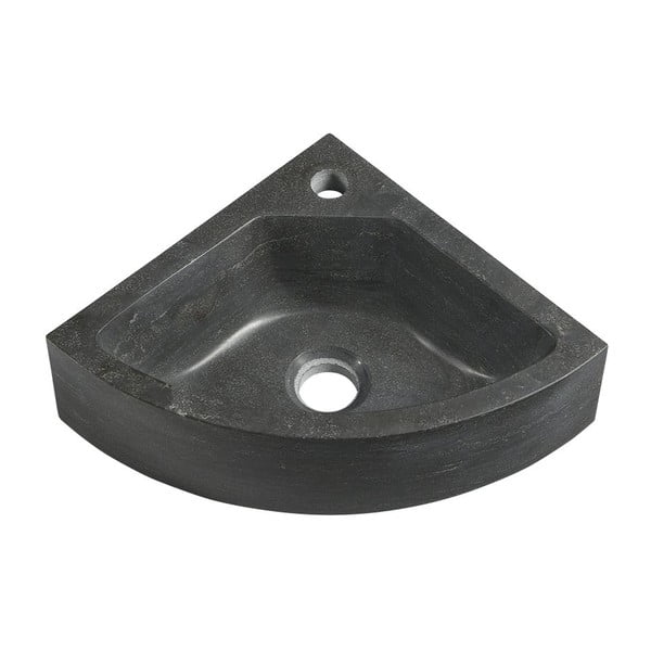 Črn kotni kamnit manjši umivalnik 30x30 cm Blok – Sapho