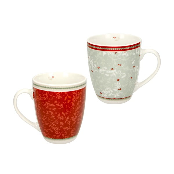 Komplet 2 porcelanastih skodelic z božičnim motivom Brandani Connubio