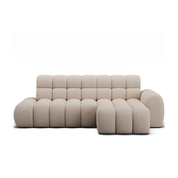 Bež raztegljiva kotna sedežna garnitura (desni kot/z ležalnikom) Ceedro – ELTAP