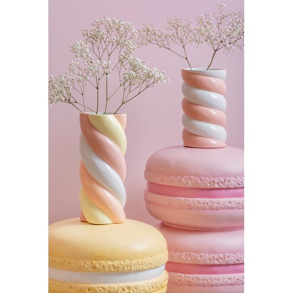 Bela/rožnata keramična vaza (višina 23 cm) Marshmallow – PT LIVING-image-1