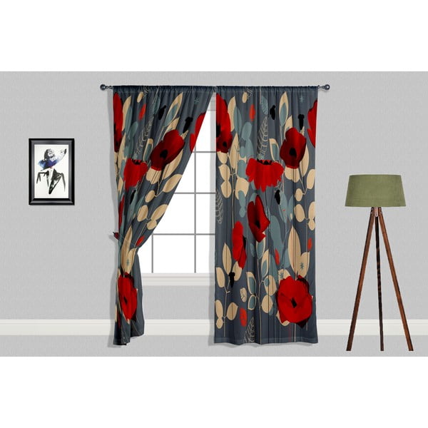 Rdeče/sive zavese v kompletu 2 ks 140x240 cm Poppy – Oyo home