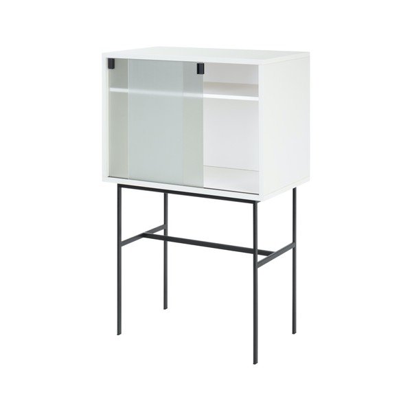 Sivo-bež vitrina z drsnimi vrati 70x109x40 cm Lekko – noo.ma