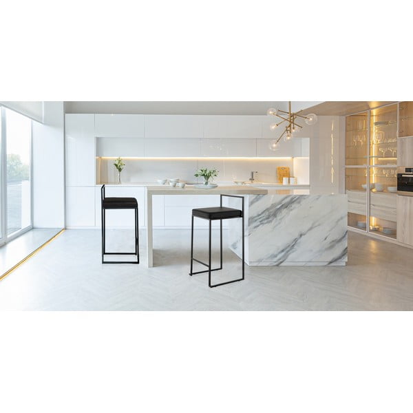 Črni barski stoli v kompletu 2 ks iz umetnega usnja (višina sedeža 65 cm) Dodo – Tomasucci-image-1