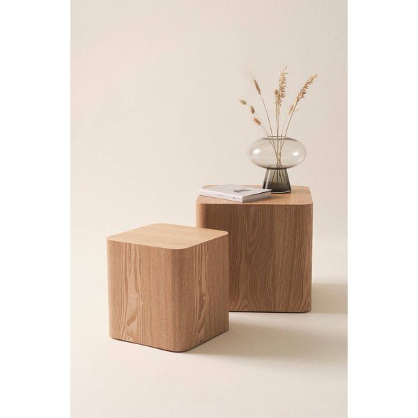 Stranske mizice v kompletu 2 ks v jesenovem dekorju 40x40 cm Cubo – Jotex-image-1