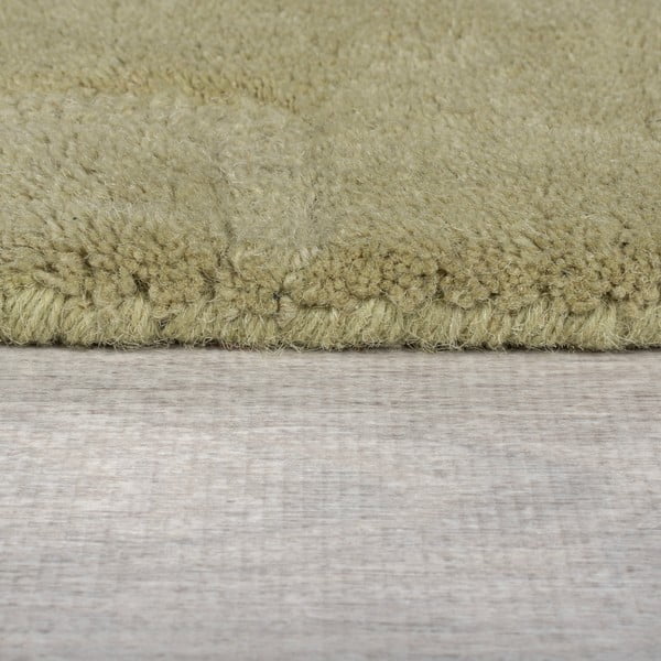 Kaki zelena ročno tkana volnena okrogla preproga ø 160 cm Mesmerise Sage – Flair Rugs-image-3