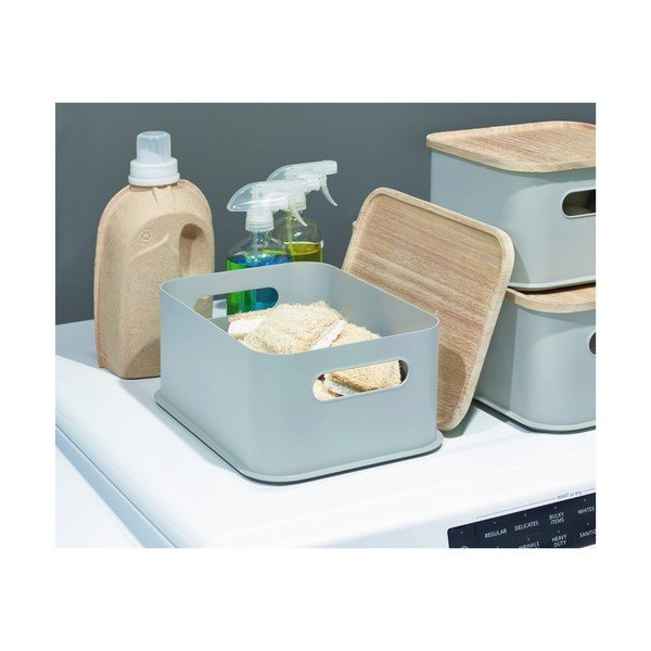 Siva škatla za shranjevanje s pokrovom iz pavlovnije iDesign Eco Handled, 21,3 x 30,2 cm-image-4