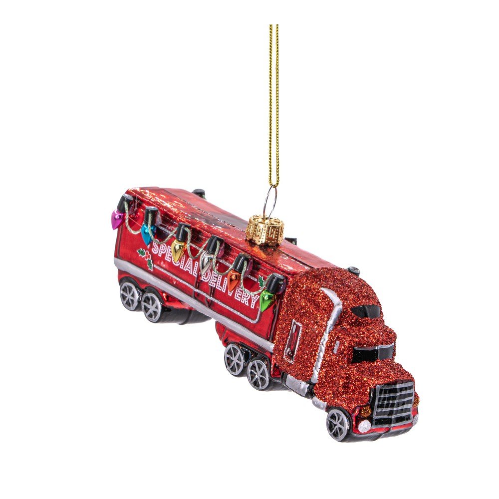 Steklen ročno izdelan okrasek za jelko 12,5 cm Truck