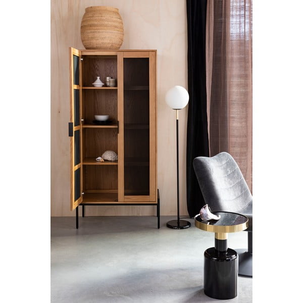 Črno-bela stoječa svetilka s steklenim senčilom (višina 145 cm) Orion – Zuiver-image-1