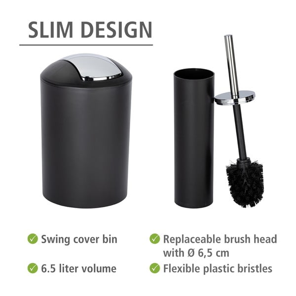 Črn plastičen komplet pripomočkov za kopalnico Calvo – Wenko-image-3