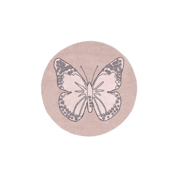 Rožnata pralna ročno tkana bombažna otroška preproga ø160 cm Mariposa – Lorena Canals
