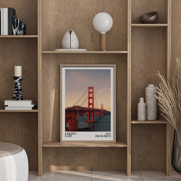 Tiskana slika z okvirjem 50x70 cm Golden Gate – Styler-image-1