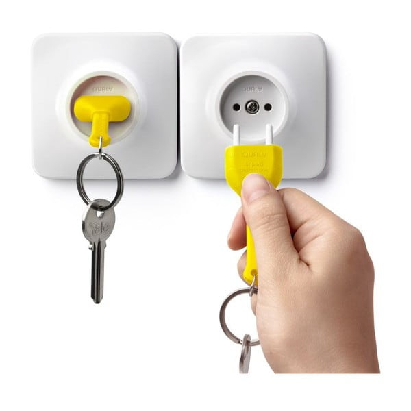 Qualy&CO Obesek za ključe Unplug z rumenim obeskom za ključe