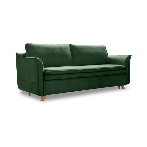 Zelena žametna raztegljiva sedežna garnitura 225 cm Charming Charlie – Miuform