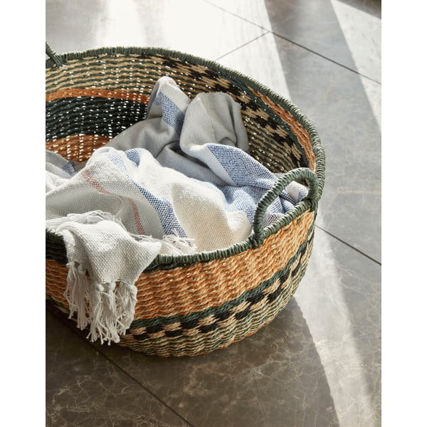 Bež-modra bombažna pletena odeja Hübsch Dream, 140 x 200 cm-image-3