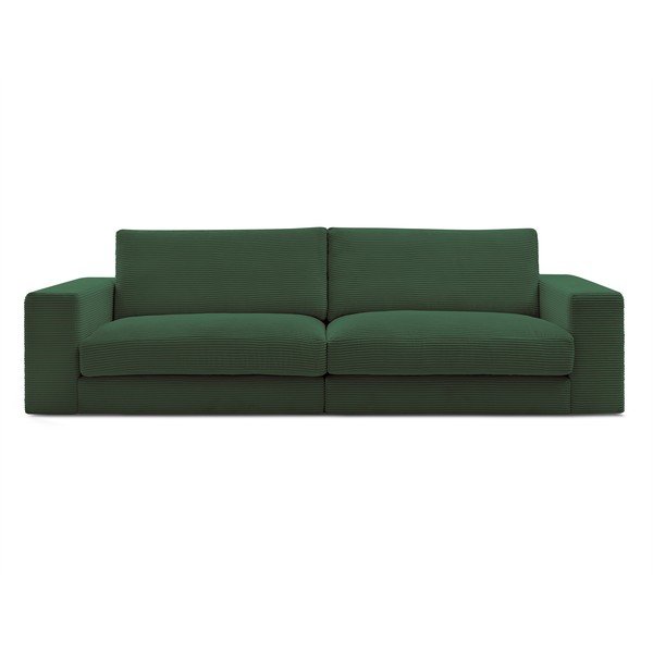 Temno zelena sedežna garnitura iz rebrastega žameta 274 cm Leonard – Bobochic Paris