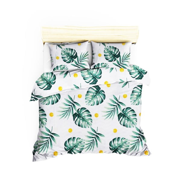 Bel/zelen prešit komplet pregrinjala in prevleke za vzglavnik 200x220 cm Kapitone Monstera – Mijolnir