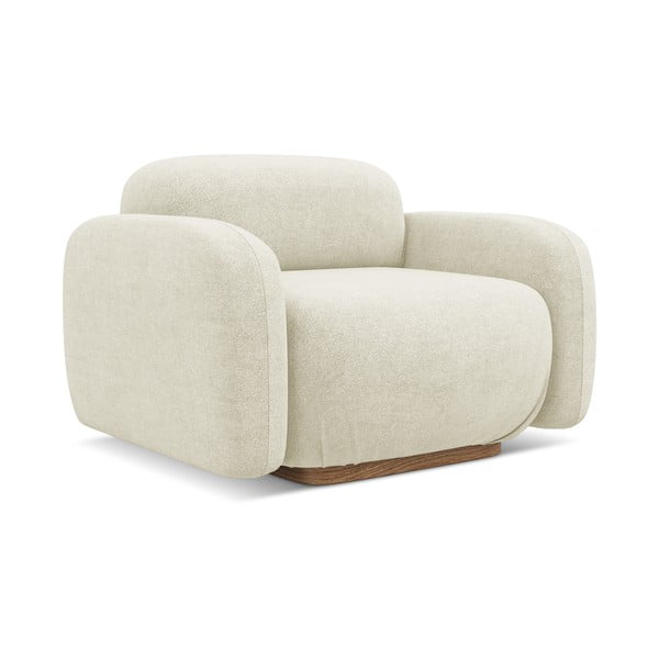 Kremno bel modul za sedežno garnituro iz tkanine bouclé Ailani – Makamii