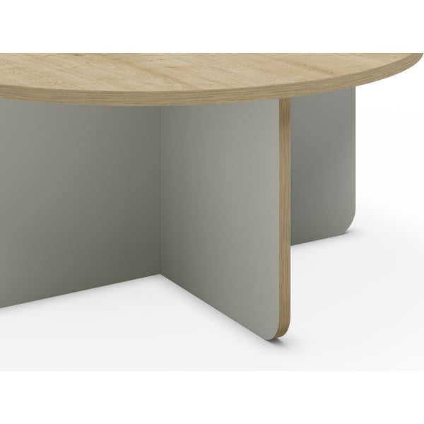 Svetlo zelena/v naravni barvi okrogla mizica z mizno ploščo v hrastovem dekorju ø 80 cm Hillary – Marckeric-image-3