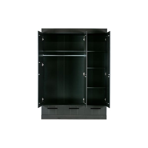 Črna garderobna omara s konstrukcijo iz borovega lesa WOOOD Connect, širina 140 cm-image-4