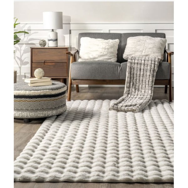 Bela pralna preproga 150x230 cm Bubble White – Mila Home-image-3