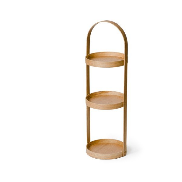 Stojalo za kopalnico iz hrastovega lesa Wireworks Round Caddy Mezza, 3 police-image-4