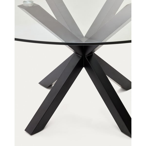 Črna okrogla jedilna miza s stekleno mizno ploščo ø 150 cm Argo – Kave Home-image-2